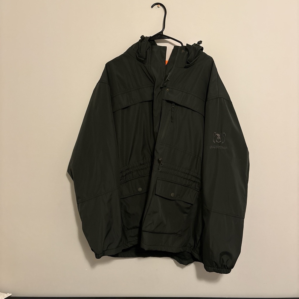 Men's Dark Olive Hooded Rain Jacket - Outdoor Shell